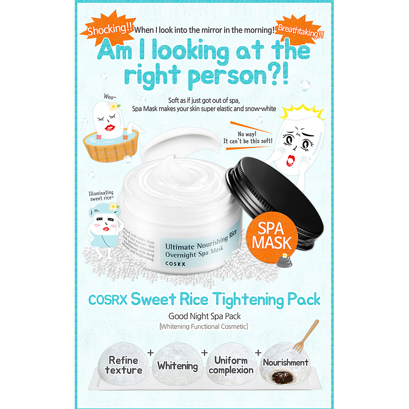 Ultimate Nourishing Rice Overnight Spa Mask (COSRX) - 60ml Mascarilla nocturna aclarante e hidratante 2