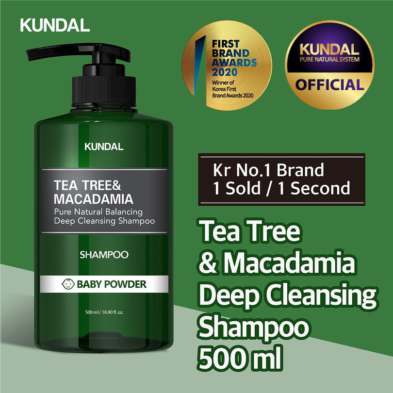 Tea Tree & Macadamia Deep Cleansing Shampoo (Kundal) 500ml Shampoo limpieza profunda pelo graso 5
