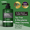 Tea Tree & Macadamia Deep Cleansing Shampoo (Kundal) 500ml Shampoo limpieza profunda pelo graso