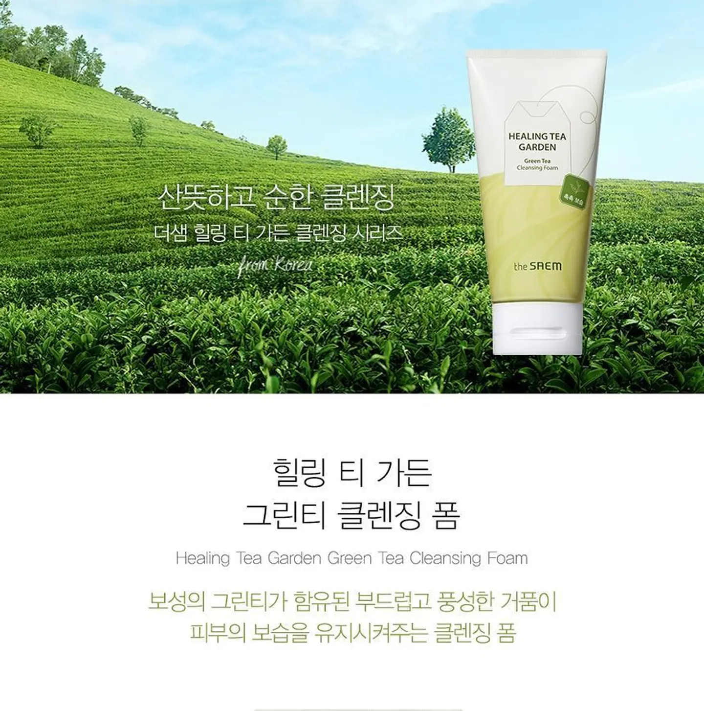 Healing Tea Garden Green Tea Cleansing Foam (The Saem) - 150ml Espuma limpieza pieles problemáticas, sensibles 3