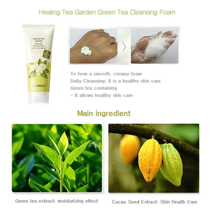 Healing Tea Garden Green Tea Cleansing Foam (The Saem) - 150ml Espuma limpieza pieles problemáticas, sensibles 4