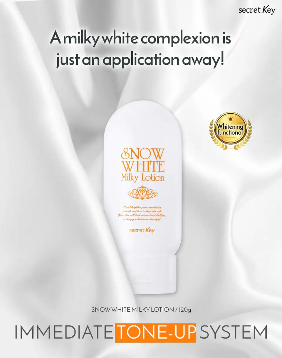 Snow White Milky Lotion (Secret Key) - 120 ml Loción aclarante para cuerpo y rostro pieles sensibles 3
