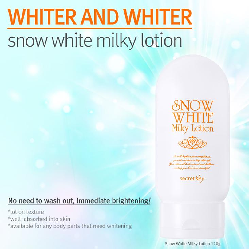 Snow White Milky Lotion (Secret Key) - 120 ml Loción aclarante para cuerpo y rostro pieles sensibles 4