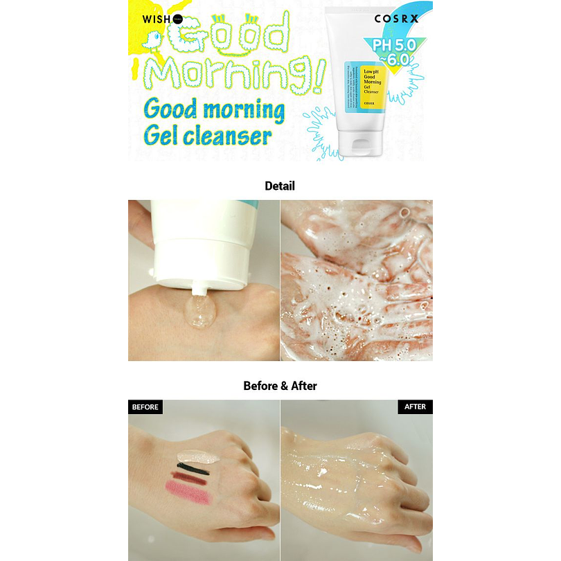 Low pH Good Morning Gel Cleanser (COSRX) - 150 ml  Espuma limpiadora Pieles sensibles 4