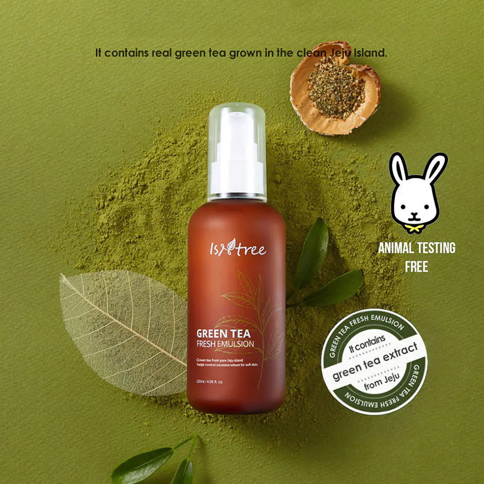 Green Tea Fresh Emulsion (Isntree) -120ml Crema ligera con té verde, pieles mixtas y grasas 5