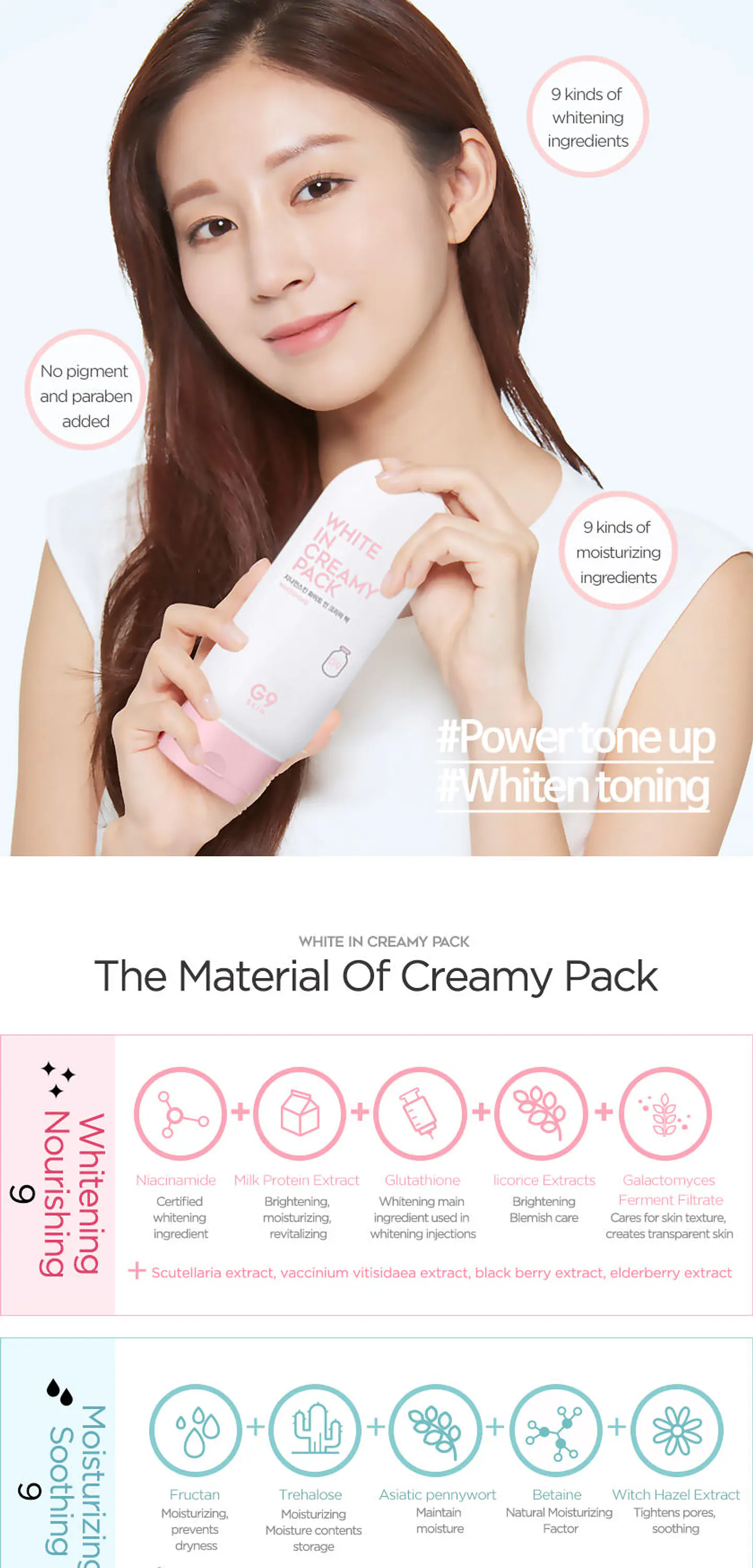White in Creamy Pack (G9 Skin) - 200ml Mascarilla aclarante  6