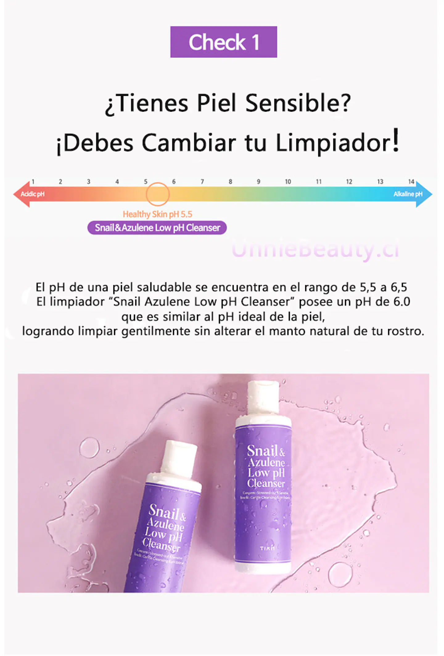 Snail & Azulene Low pH Cleanser (TIAM) -200ml  Limpiador rosácea pieles sensibles con baba de caracol y azuleno 5