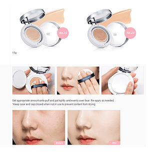 Magic Cushion Cover Lasting SPF50+/PA+++ (Missha) -  15 grs Tonos 21 y 23