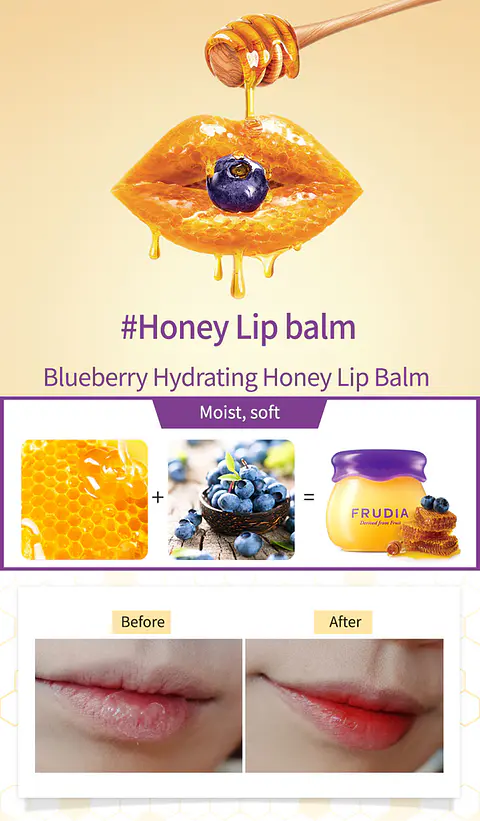 Blueberry Hydrating Honey Lip Balm (Frudia) Bálsamo labial regenerador y nutritivo 