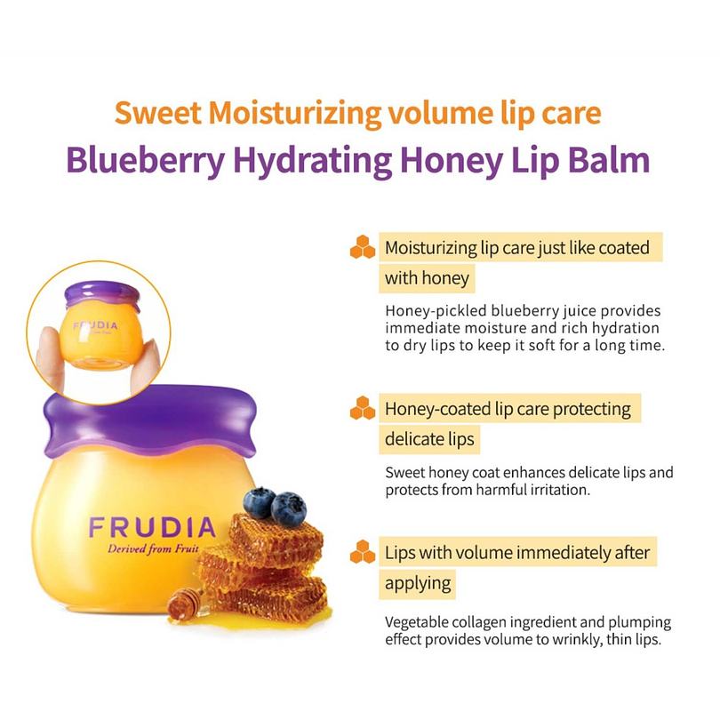 Blueberry Hydrating Honey Lip Balm (Frudia) Bálsamo labial regenerador y nutritivo  5