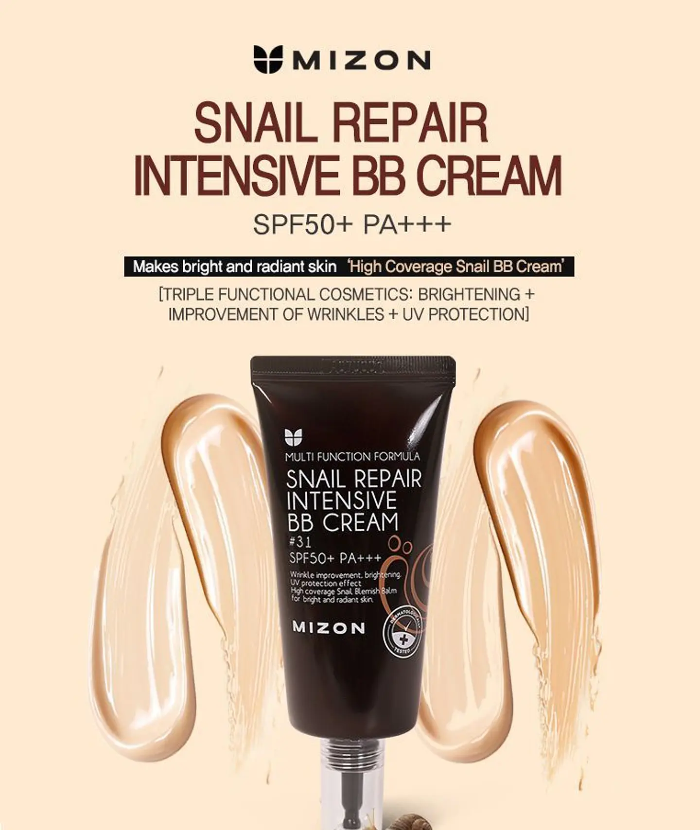 Snail Repair Intensive BB Cream SPF50 + PA +++ (Mizon) - 50 ml  1