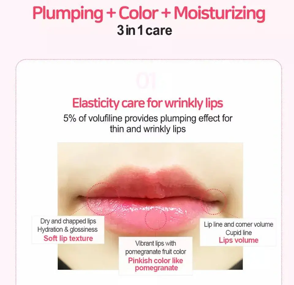 Pomegranate Honey 3 in 1 Lip Balm (Frudia) - 10ml Bálsamo labial hidratante y voluminizador con color 5