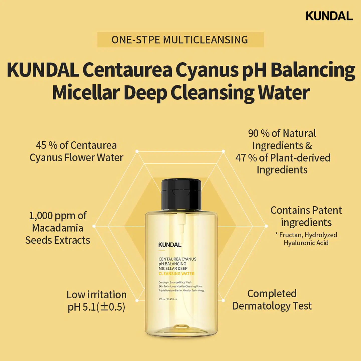 Centaurea Cyanus pH Balancing Micellar Cleansing Water (Kundal) - 500ml  4