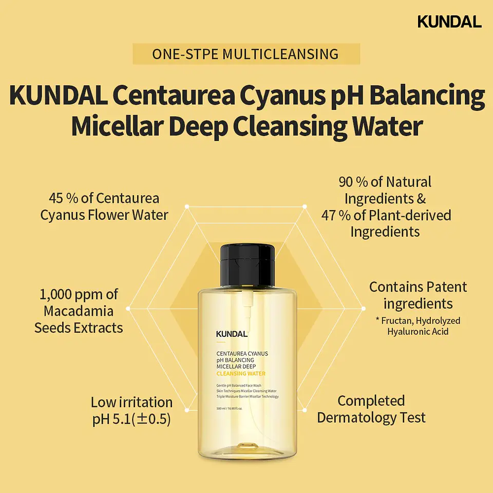 Centaurea Cyanus pH Balancing Micellar Cleansing Water (Kundal) - 500ml  4