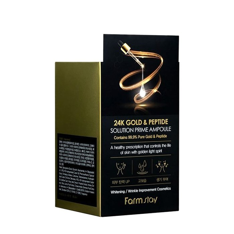 24k Gold & Peptide Solution Prime Ampoule (Farm Stay) - 250ml Serum antiedad con oro y péptidos tamaño grande 7