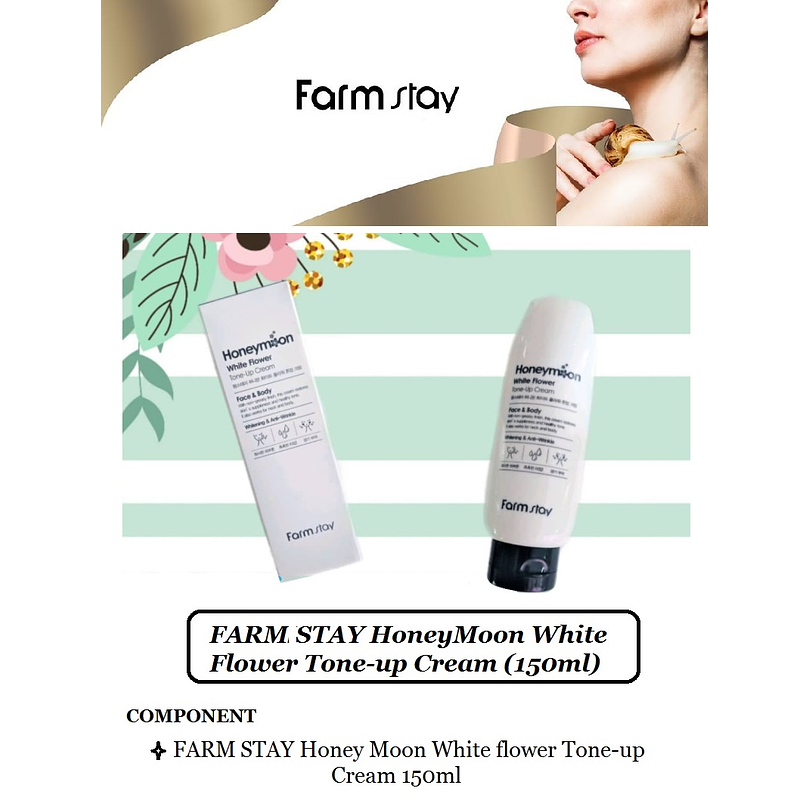 Honeymoon White Flower Tone-Up Cream (Farm Stay) - 150ml Crema aclarante con niacinamida y extracto de flores blancas 5