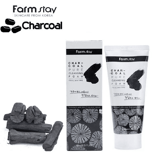 Char-coal Pure Cleansing Foam (Farm Stay) -180ml Espuma limpiadora de carbón pieles mixtas y grasas