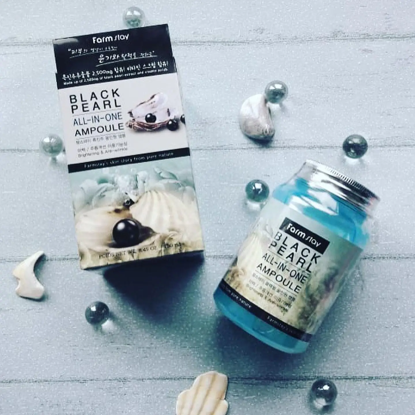 Black Pearl All-In-One Ampoule (Farm Stay) - 250ml Serum aclarante perla negra tamaño grande 3