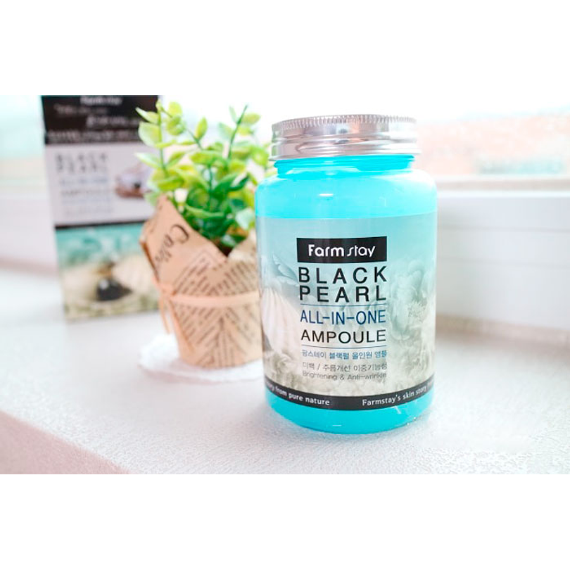 Black Pearl All-In-One Ampoule (Farm Stay) - 250ml Serum aclarante perla negra tamaño grande 3