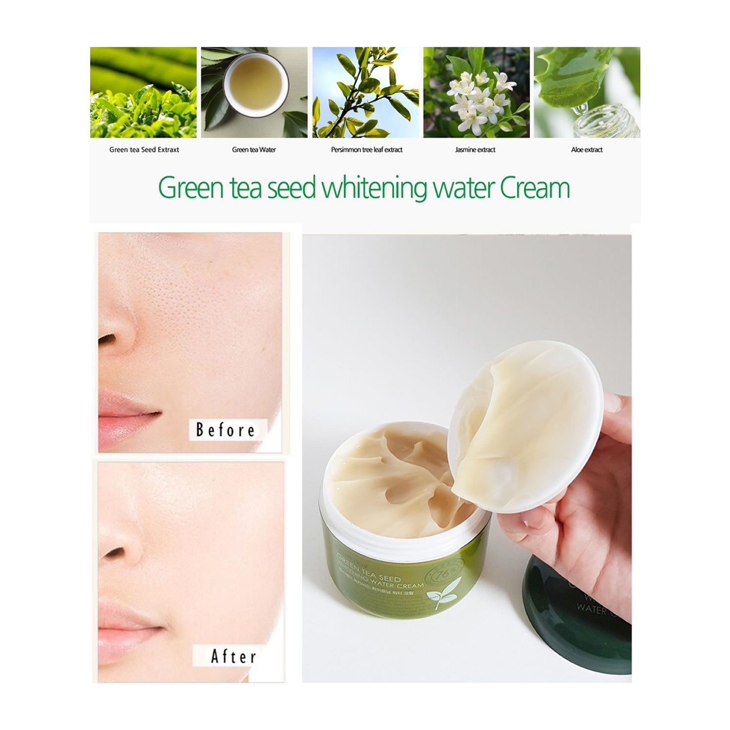 Green Tea Seed Whitening Water Cream (Farm Stay)