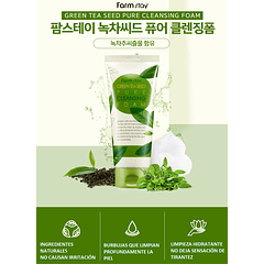 Green Tea Seed Pure Cleansing Foam (Farm Stay) -180ml Espuma limpiadora pieles mixtas y grasas,