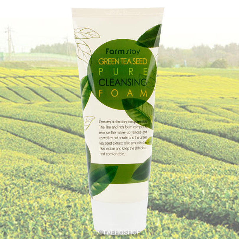 Green Tea Seed Pure Cleansing Foam (Farm Stay) -180ml Espuma limpiadora pieles mixtas y grasas, 7