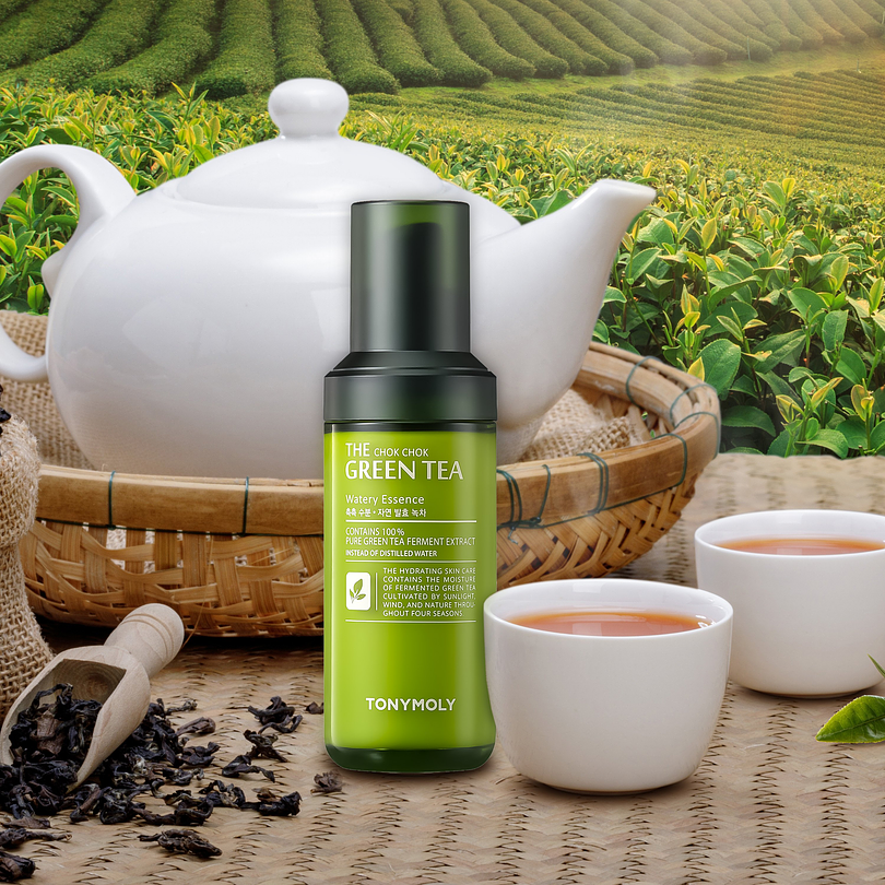 The Chok Chok Green Tea Watery Essence (TonyMoly) -55 ml Esencia 80% té verde pieles mixtas y grasas 5
