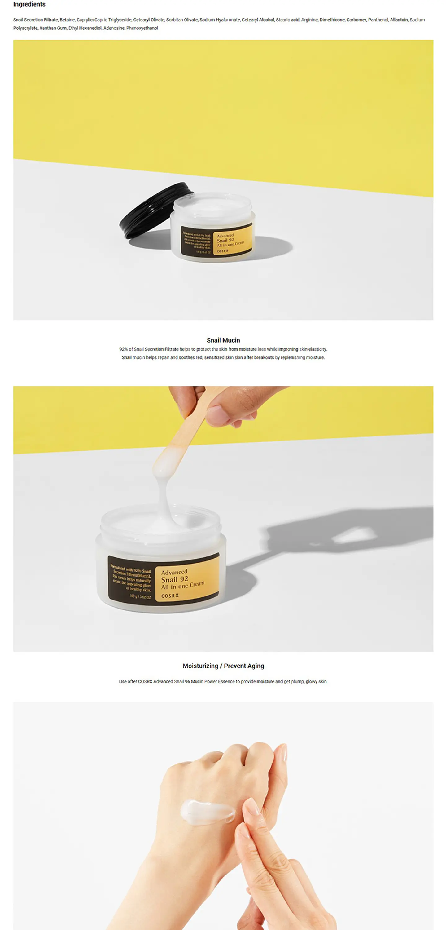 Pack Baba de Caracol Esencia 96% 100ml + Crema 92% 100ml (COSRX)  10