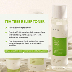 Tea Tree Relieef Toner (iUNIK) - 200ml Tónico 67% árbol de té y centella para pieles grasas y con acné