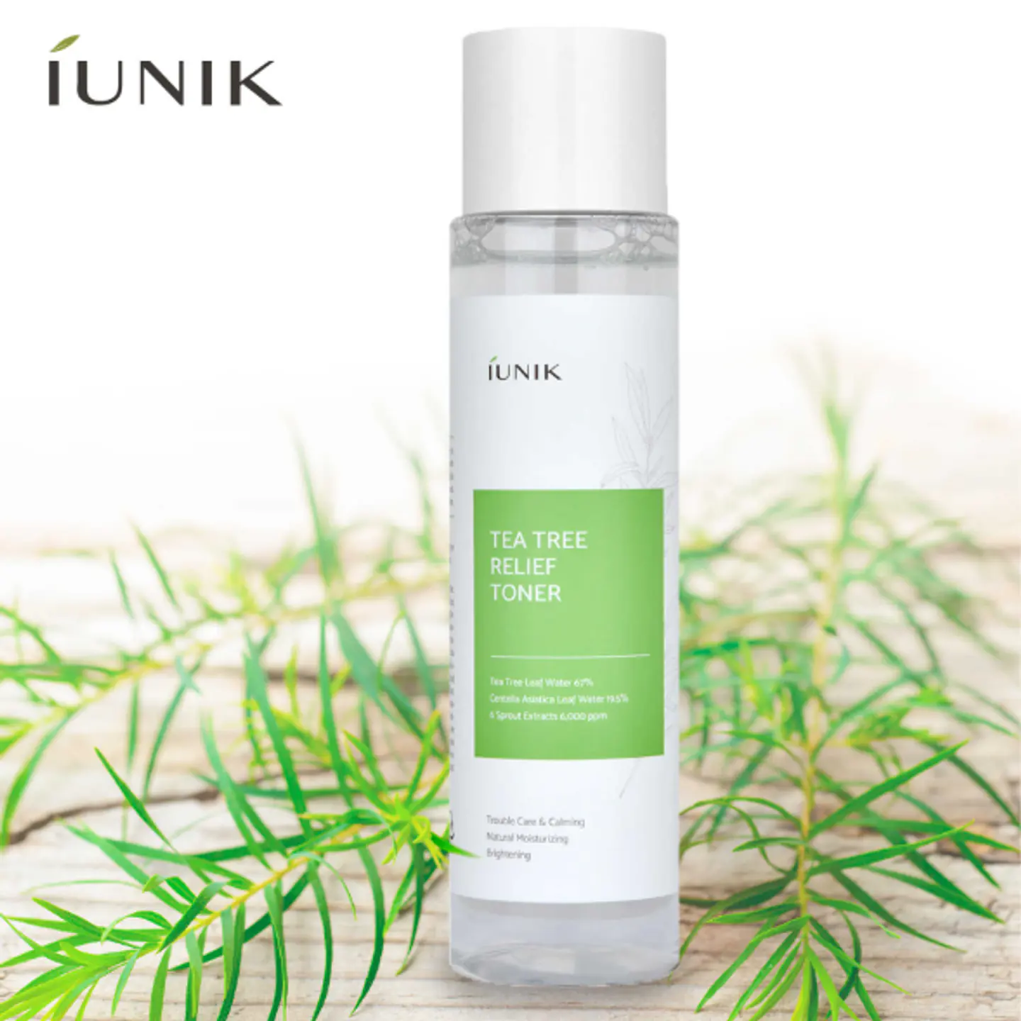 Tea Tree Relief Toner (iUNIK) - 200ml Tónico 67% árbol de té y centella para pieles grasas 3