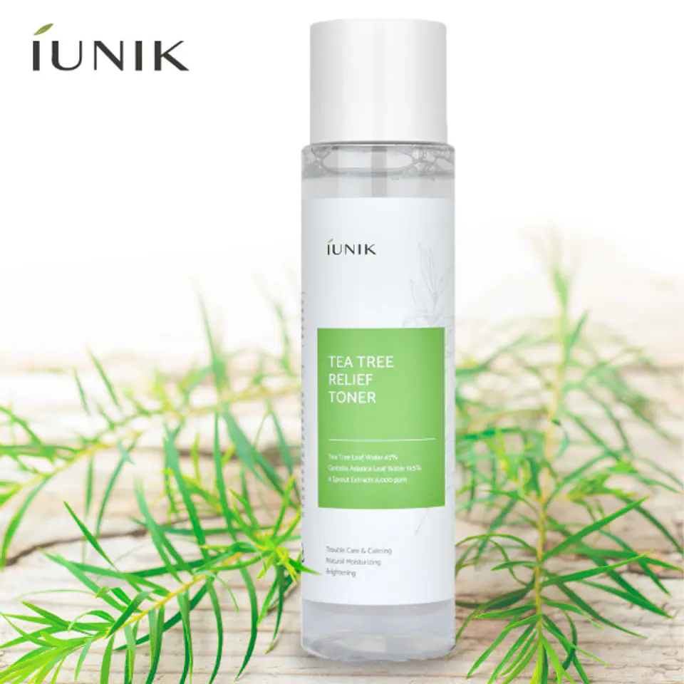 Tea Tree Relief Toner (iUNIK) - 200ml Tónico 67% árbol de té y centella para pieles grasas 3