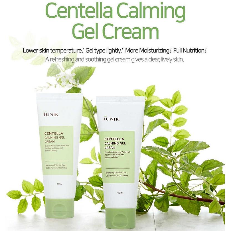 Centella Calming Gel Cream (IUNIK) 60ml Crema calmante  pieles problemáticas 72% centella asiática anti acné y rosácea  1