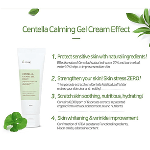 Centella Calming Gel Cream (IUNIK) 60ml Crema calmante  pieles problemáticas 72% centella asiática anti acné y rosácea 