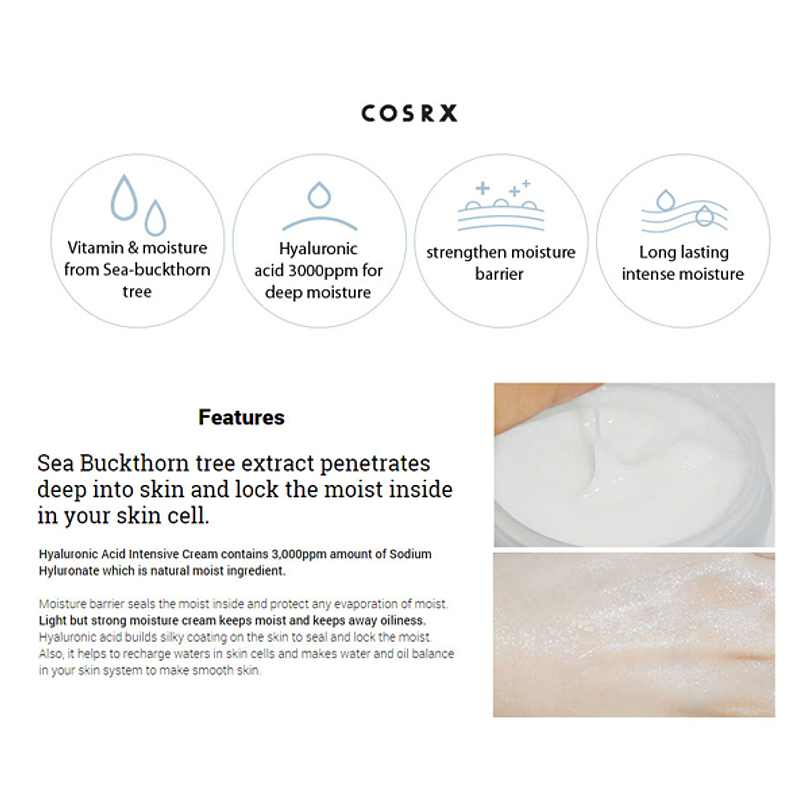 Hyaluronic Acid Intensive Cream (COSRX) -100ml Crema ultra hidratante 2