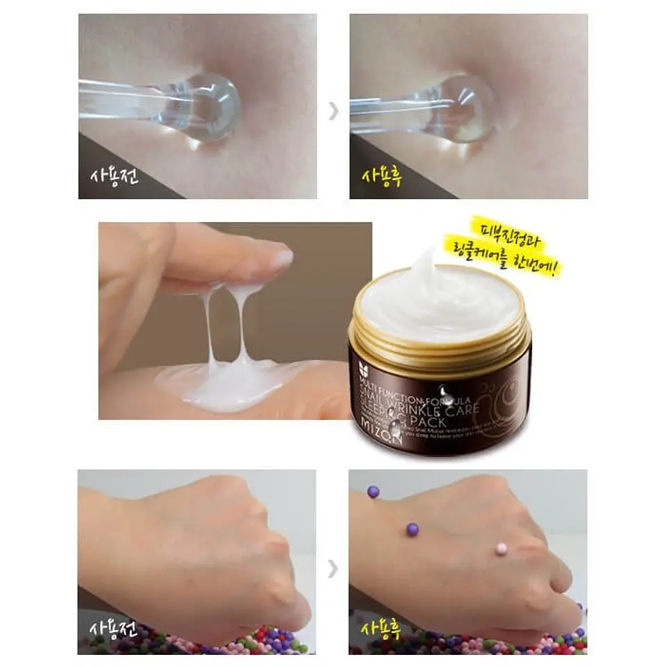 Snail Wrinkle Care Sleeping Pack (Mizon) -80ml Crema nocturna reparadora anti arrugas  3