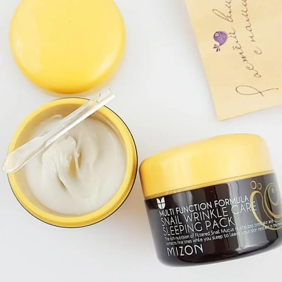 Snail Wrinkle Care Sleeping Pack (Mizon) -80ml Crema nocturna reparadora anti arrugas  4