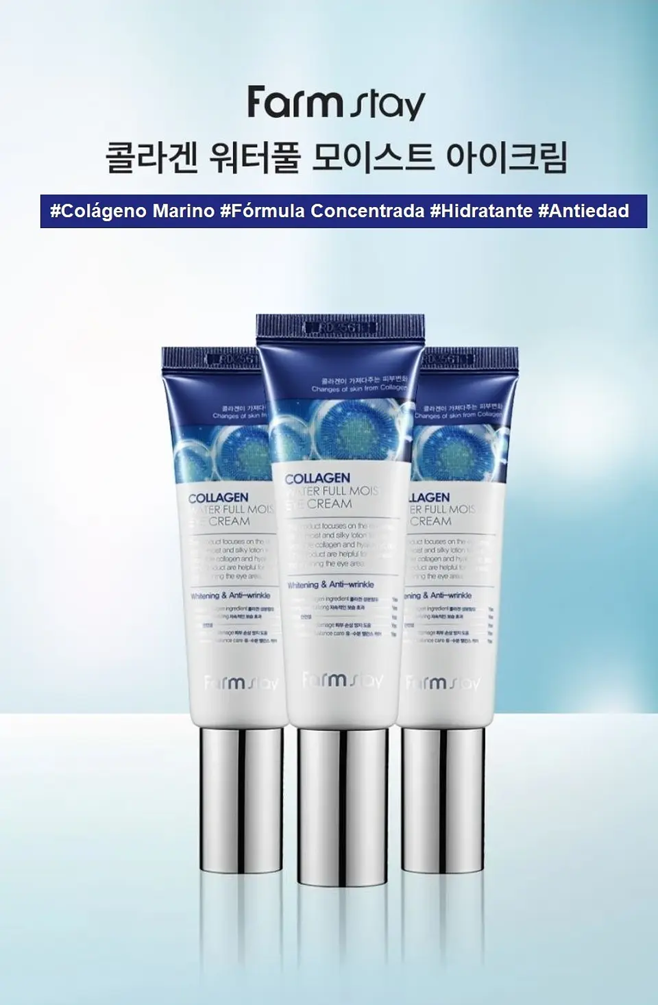 Collagen Water Full Moist Eye Cream (Farm Stay) -50ml Crema contorno de ojos antiedad 2