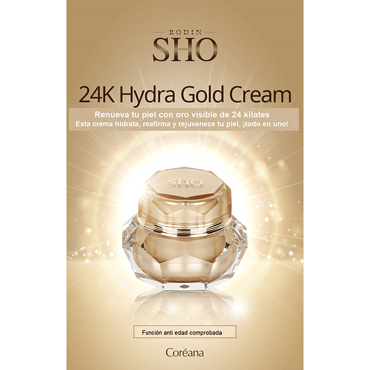 Rodin SHO 24K Hydra Gold Cream (SHO Coréana) -50ml Crema Antienvejecimiento Premium con Oro