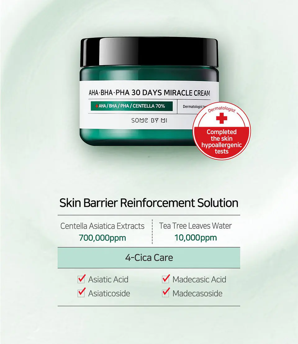 AHA BHA PHA 30 Days Miracle Cream (Some By Mi) - 60ml Crema anti acné y grasitud 4