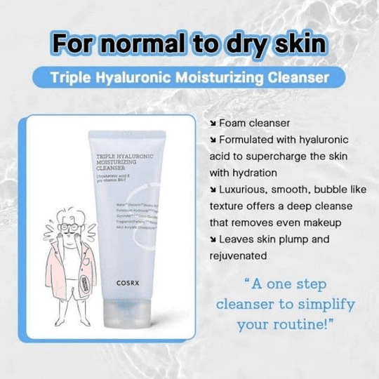 Hydrium Triple Hyaluronic Moisturizing Cleanser (COSRX) - 150ml Limpiador Hidratante pieles normales y secas