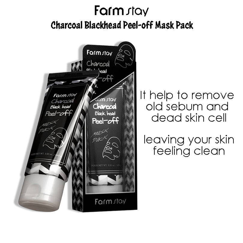 Charcoal BlackHead Peel-Off Mask Pack (Farm Stay) -100ml Mascarilla Removedora Puntos Negros 2