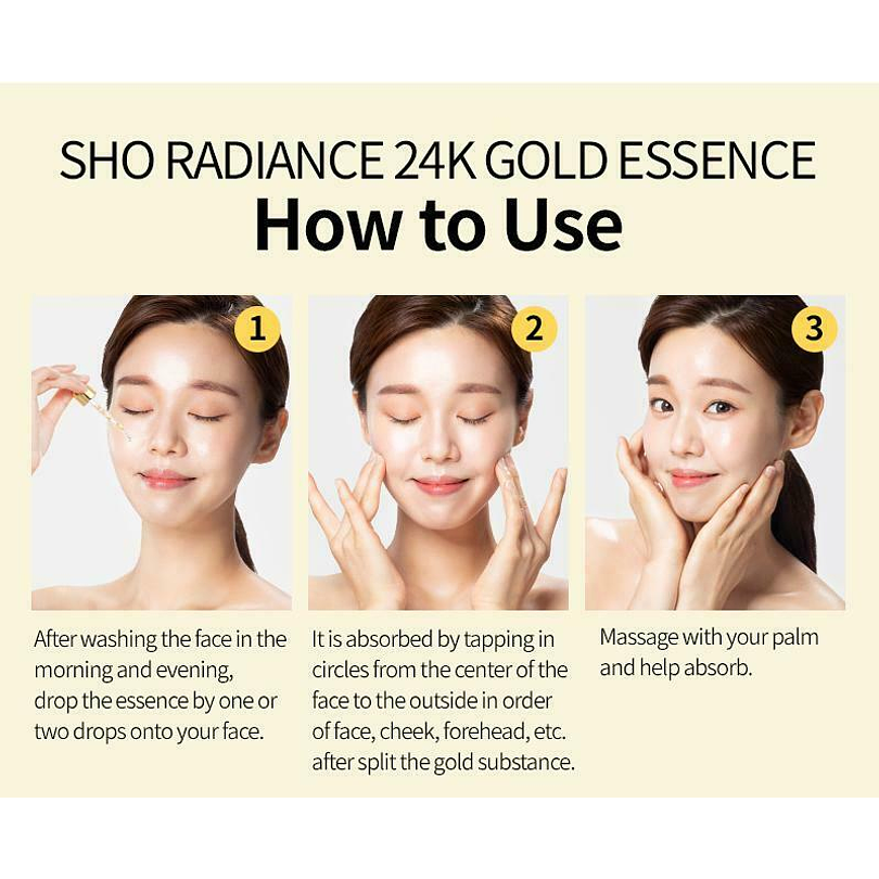 Radiance 24K Gold Essence (SHO) - 100ml Serum antiedad de lujo ácido hialurónico y oro 10