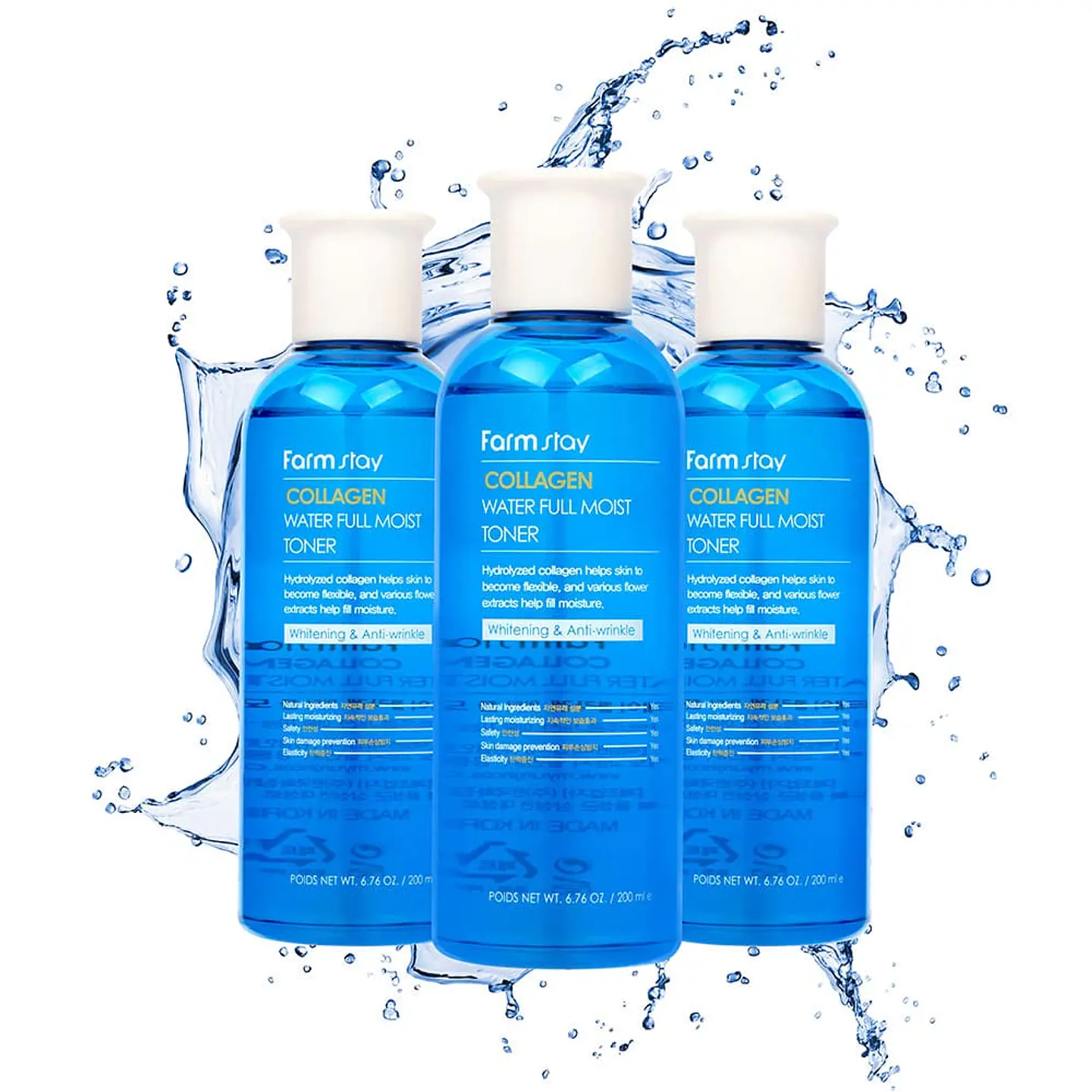 Collagen Water Full Moist All Day Toner (Farm Stay) -200ml Tónico de Colágeno, ácido hialurónico y niacinamida 8