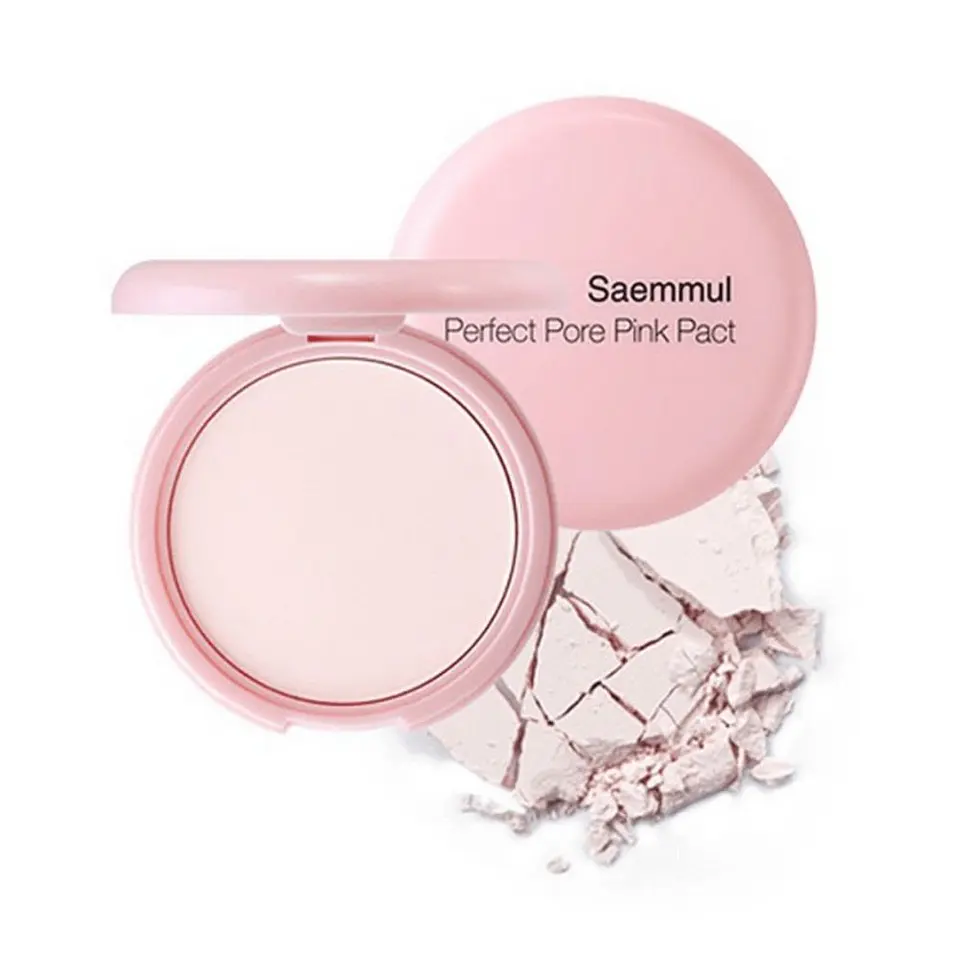 Perfect Pore Pact Pink (The Saem)  Polvo compacto matificante pieles irritadas 2