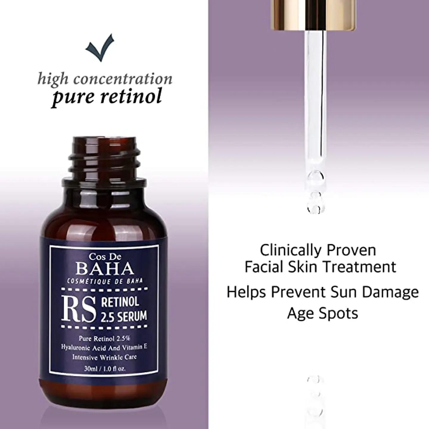 RS Retinol 2.5 serum -  60ml (Cos De BAHA)  Serum anti edad retinol y 53% aloe vera 2