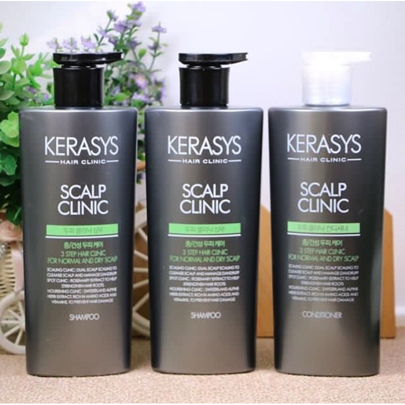 Shampoo o Acondicionador Scalp Clinic (Kerasys) -600ml c/u Para cabellos grasos y con caspa 3