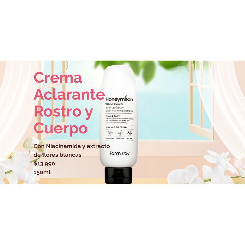 Honeymoon White Flower Tone-Up Cream (Farm Stay) - 150ml Crema aclarante con niacinamida y extracto de flores blancas 3