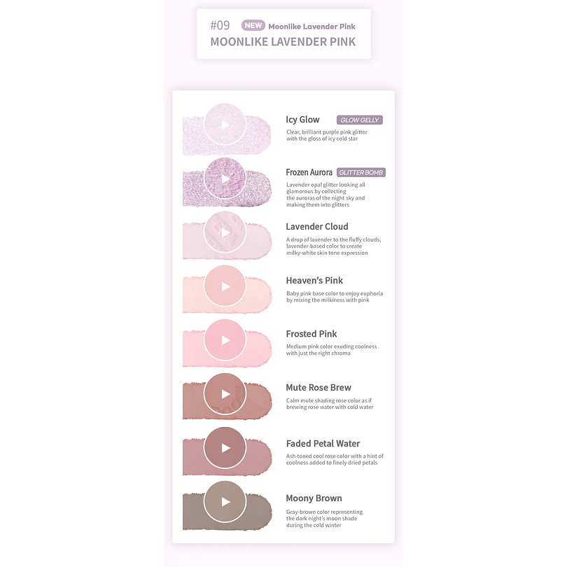 All Take Mood Palette 09 Moonlike Lavender Pink (Peripera) - Paleta de sombras de ojos 3