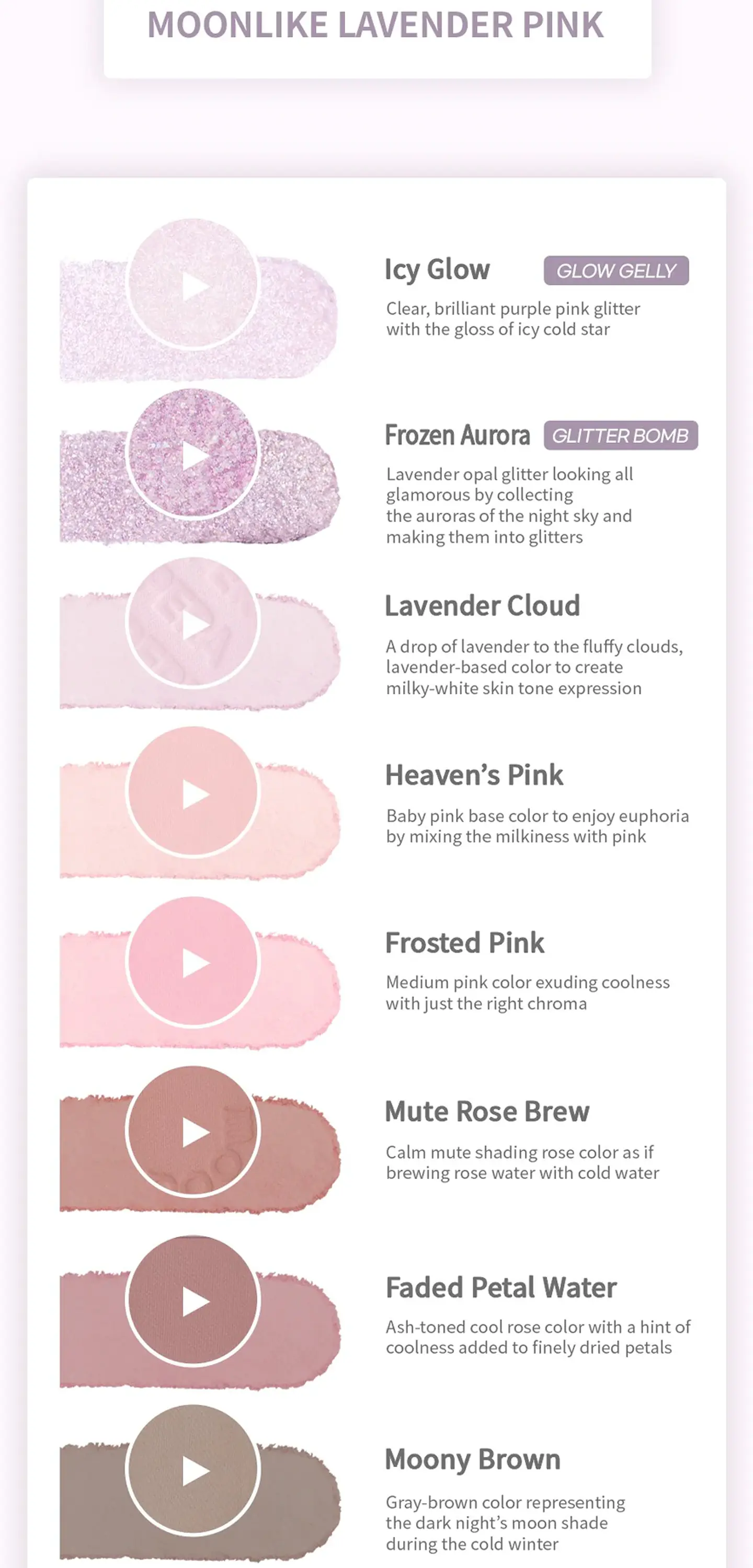 All Take Mood Palette 09 Moonlike Lavender Pink (Peripera) - Paleta de sombras de ojos 3