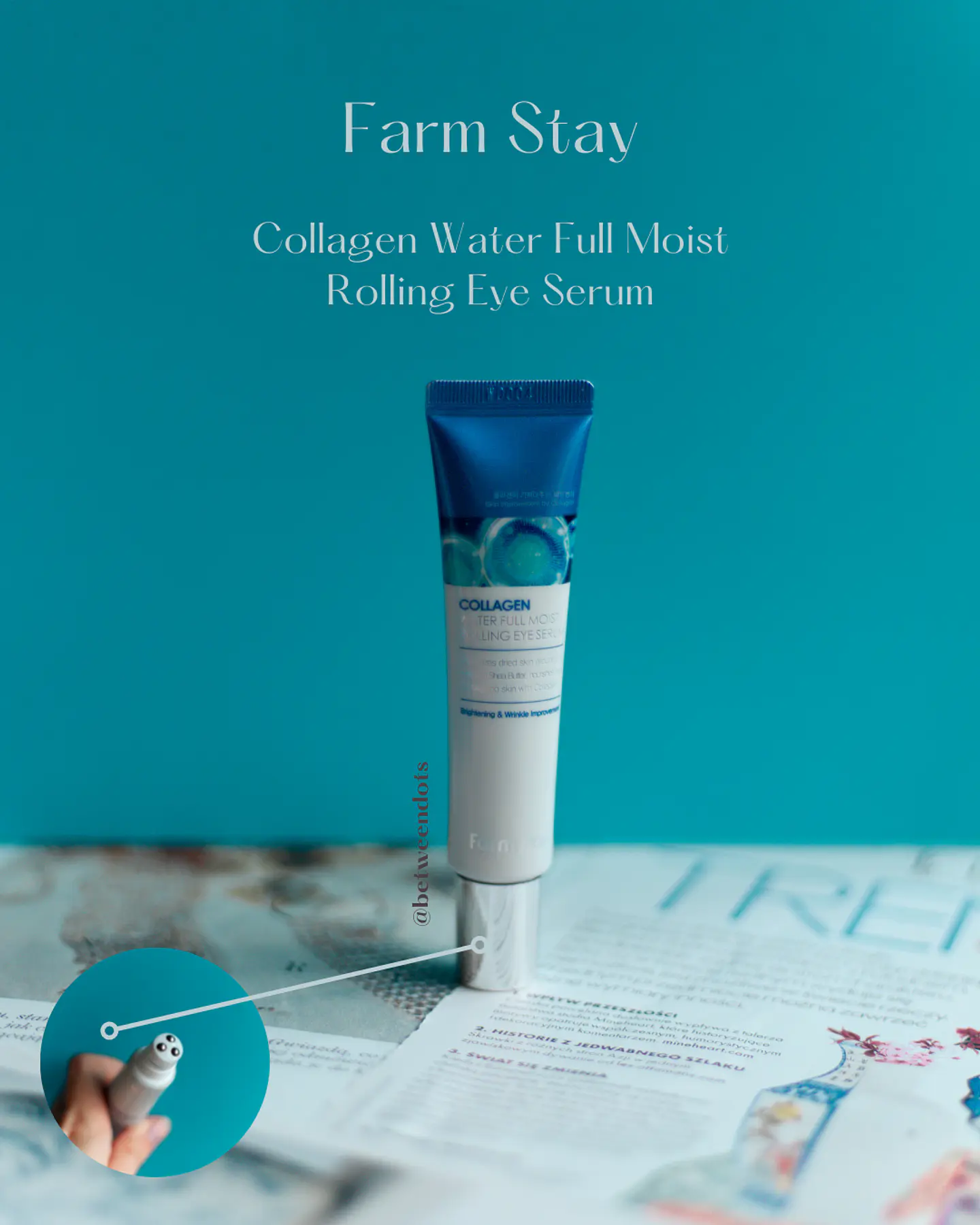 Collagen Water Full Moist Rolling Eye Serum (Farm Stay) – 25ml Suero de contorno de ojos antiedad roll on 4